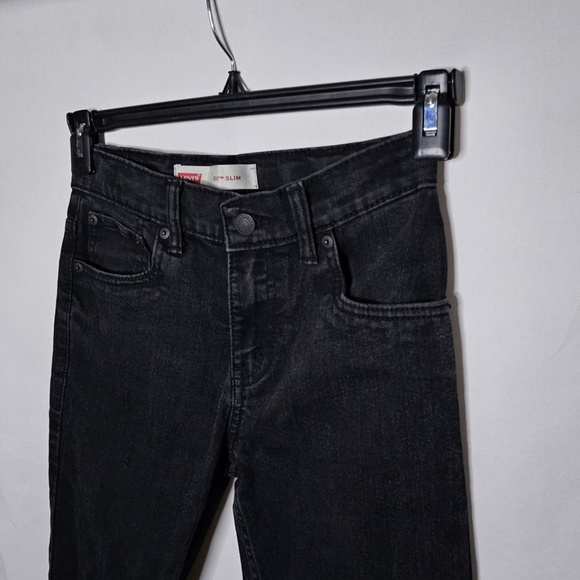 Boys Levis 511 Slim Straight Black Jeans Waist Adjusters Pockets Sz 12 Reg 26x26 - Picture 2 of 9